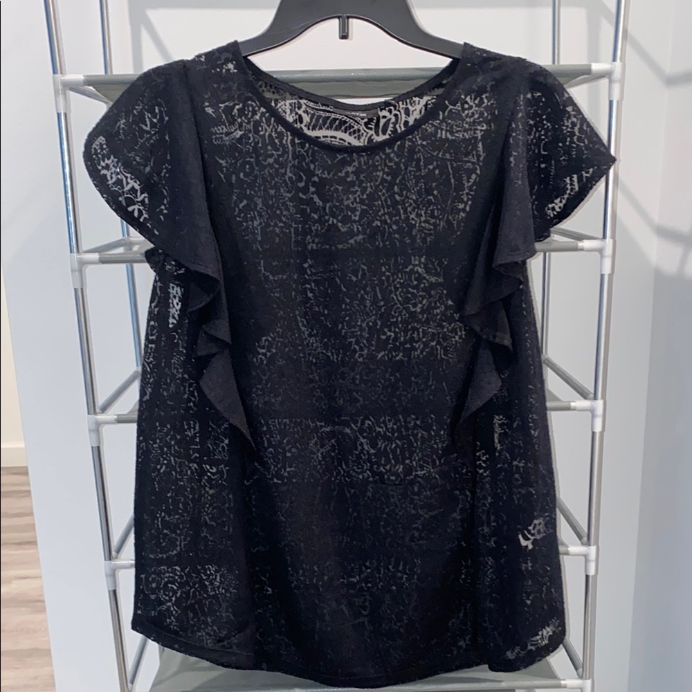 Elegant Black Lace Ruffle Top